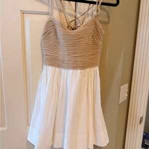 Show Me Your MuMu Tan and White Mini Dress